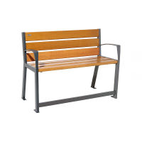 Senior lavička SILAOS kombinace kov-dřevo, 120 cm s područkami