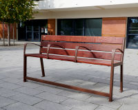 Senior lavička SILAOS kombinace kov-dřevo, 180 cm s područkami